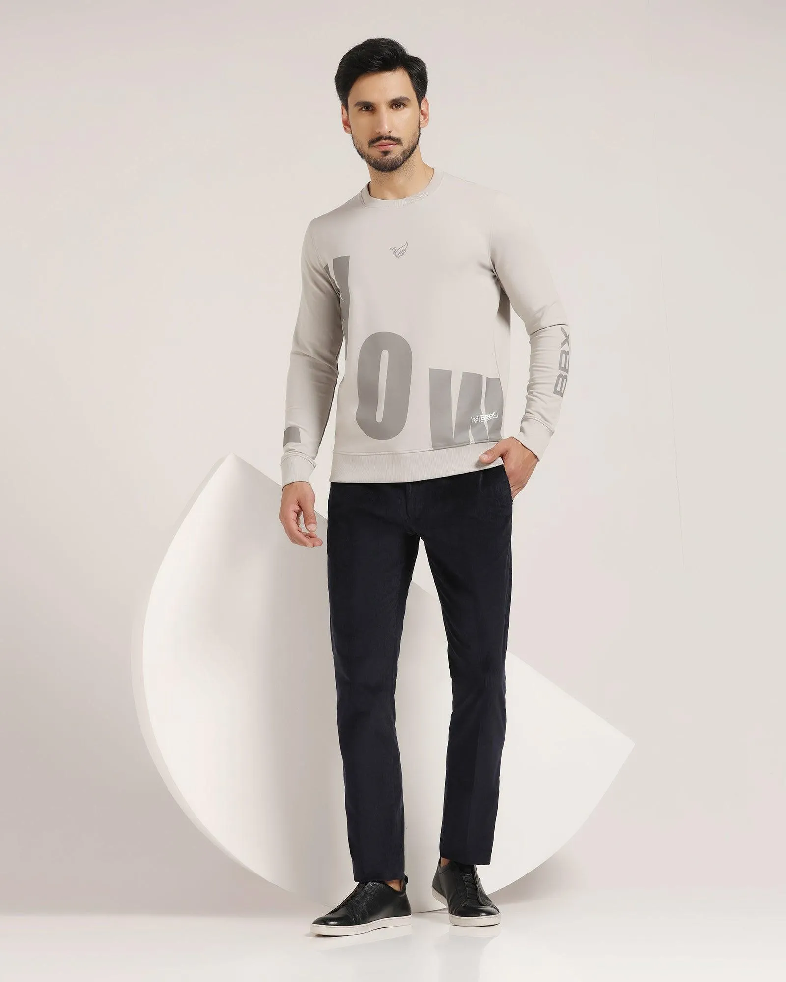 Crew Neck Grey Solid Sweatshirt - Chandler