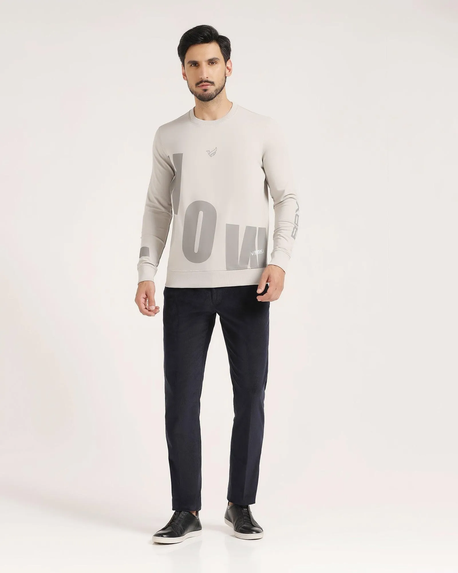 Crew Neck Grey Solid Sweatshirt - Chandler