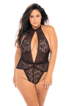 Curvy Allison Lace Teddy - BLACK