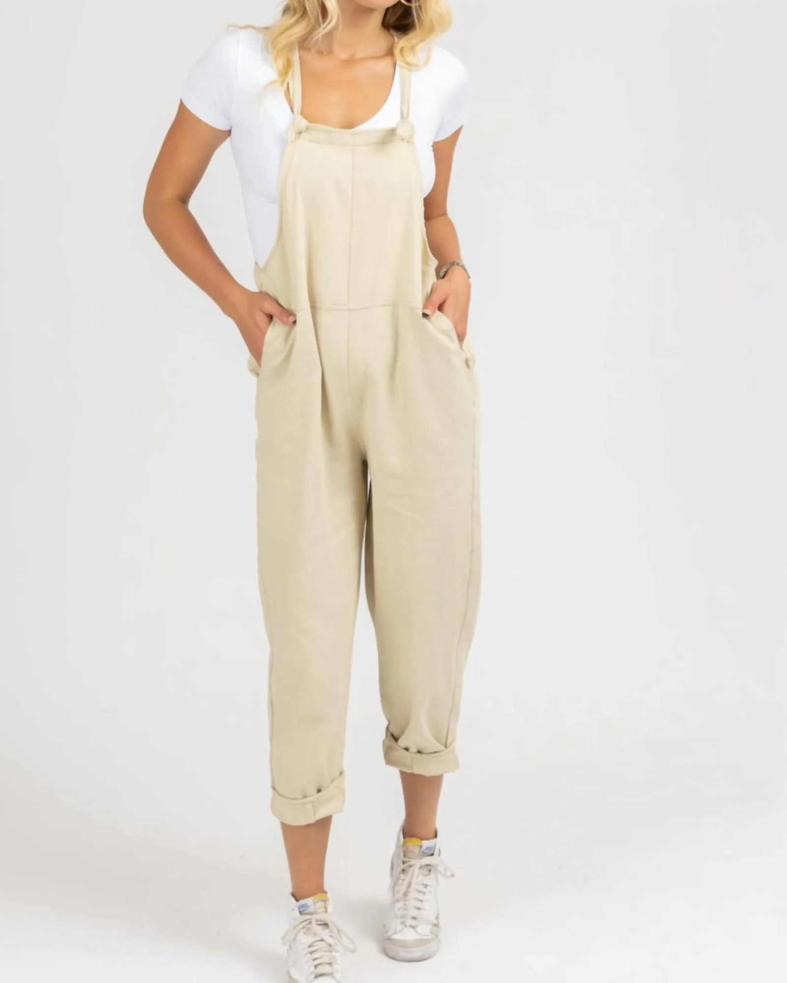 Denim Relaxed Pocket Overall In Oatmeal | Oatmeal