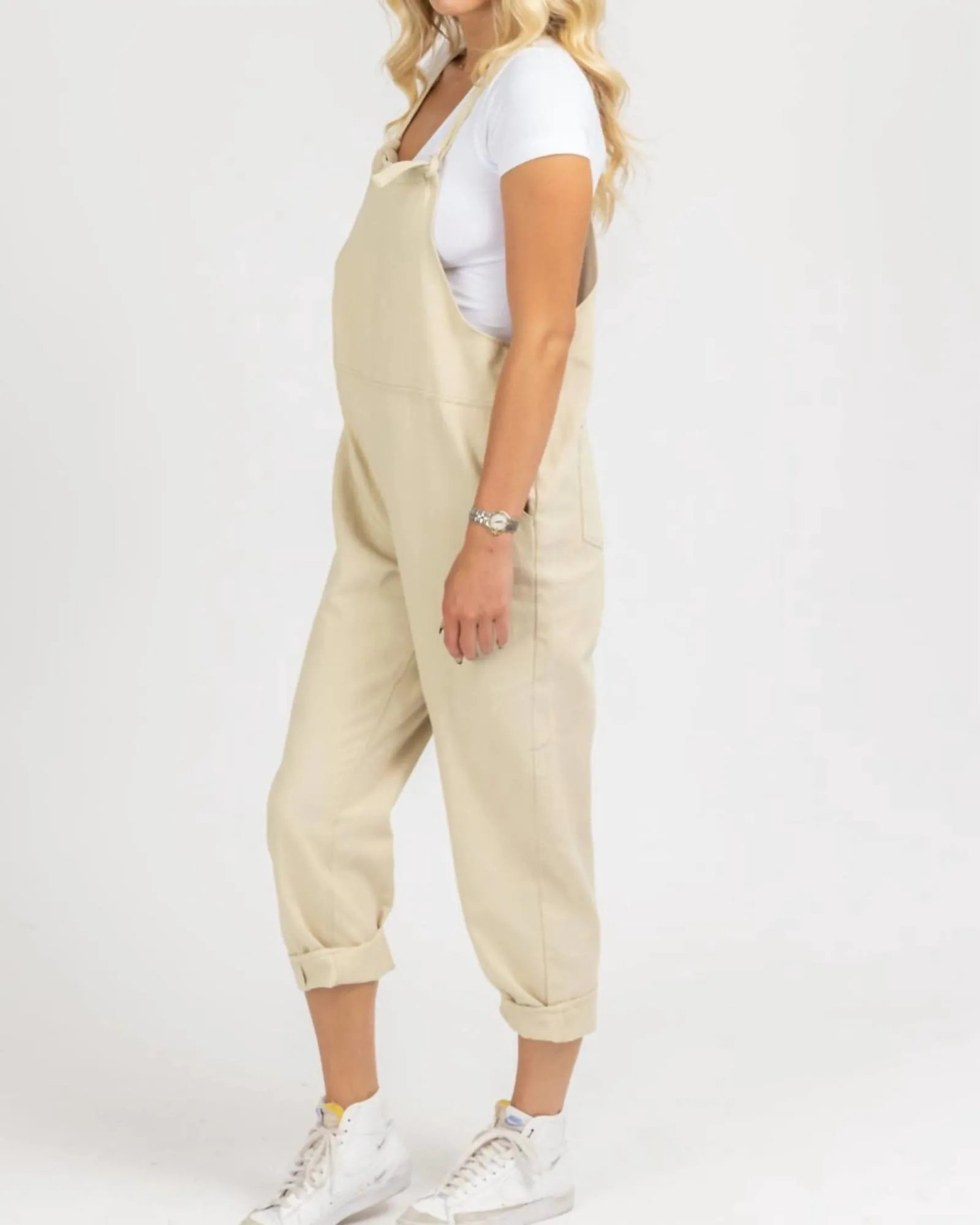 Denim Relaxed Pocket Overall In Oatmeal | Oatmeal