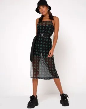 Desire Midi Dress in Hidden Charm Black/Peppermint