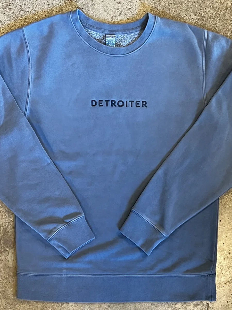 Detroiter Crew Neck - Embroidered /  White   Slate / Unisex