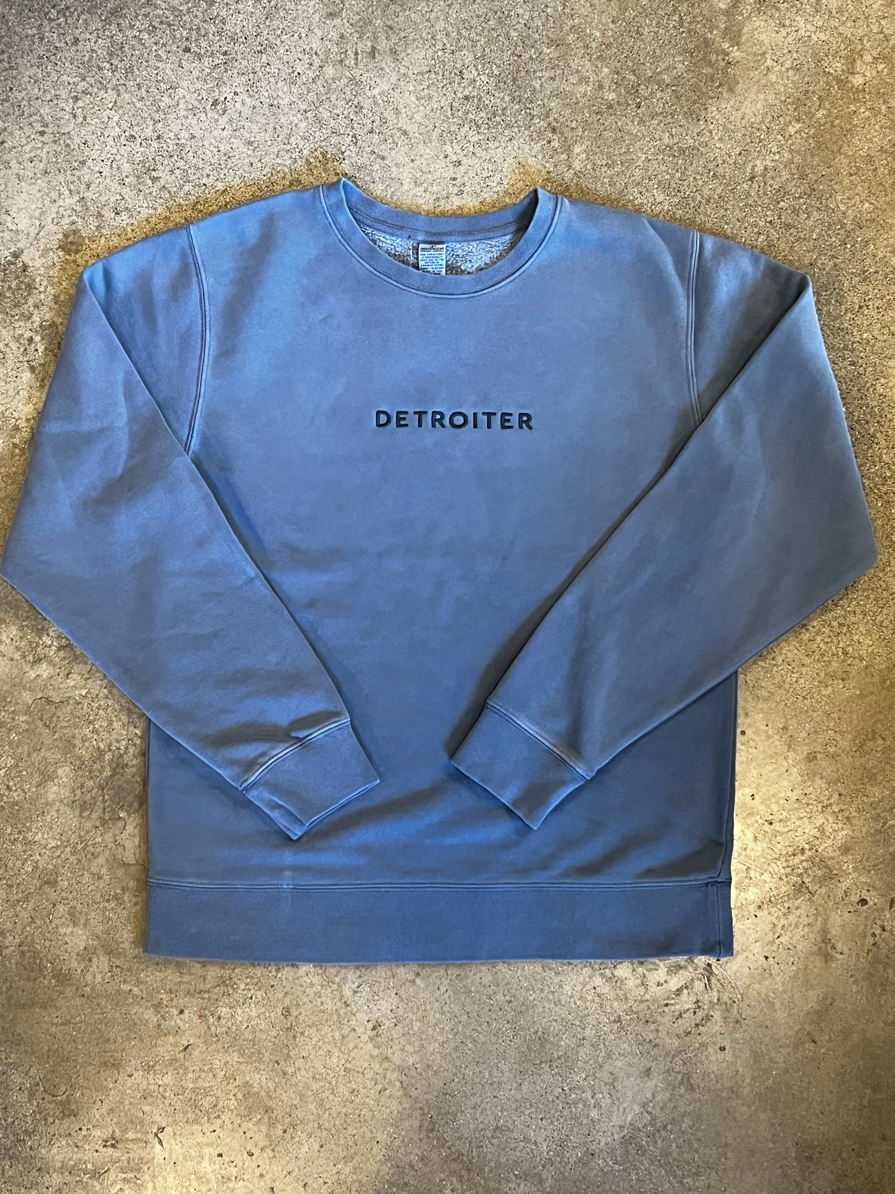 Detroiter Crew Neck - Embroidered /  White   Slate / Unisex