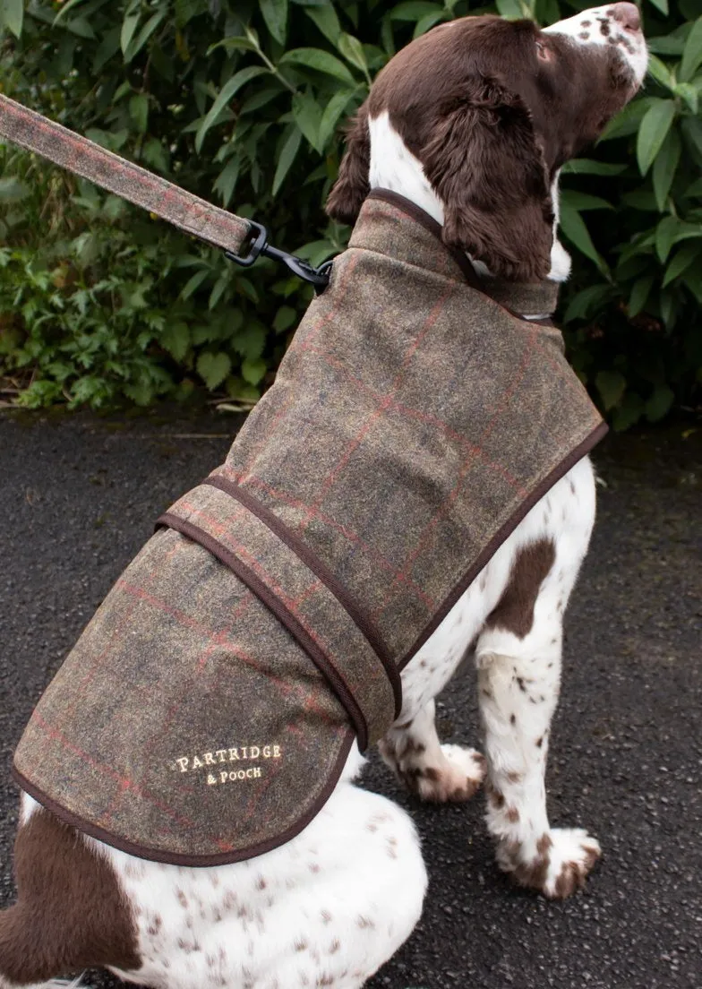 Dog Coat - Brown Check Waxed Tweed