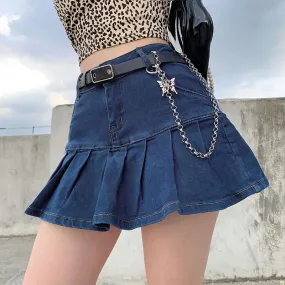 Fashion Ruffles Denim Skirt High Waist Elastic Streetwear Jean Mini Skirt Summer Korean Lining Pure Cotton Ladies Skirts