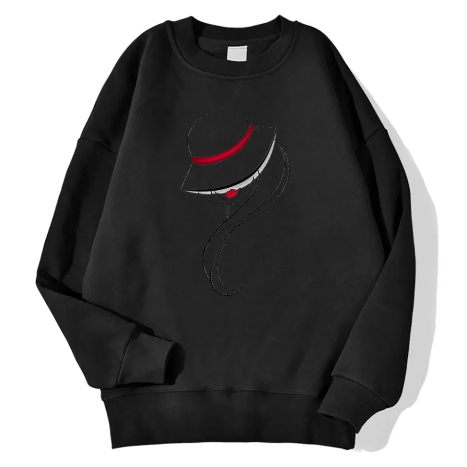 Figure Printing O-Neck Vintage Sweatshirt