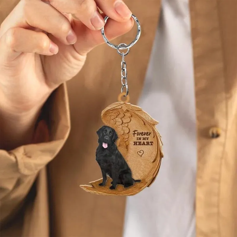 Flat Coat Retrievers Forever In My Heart Acrylic Keychain FK061