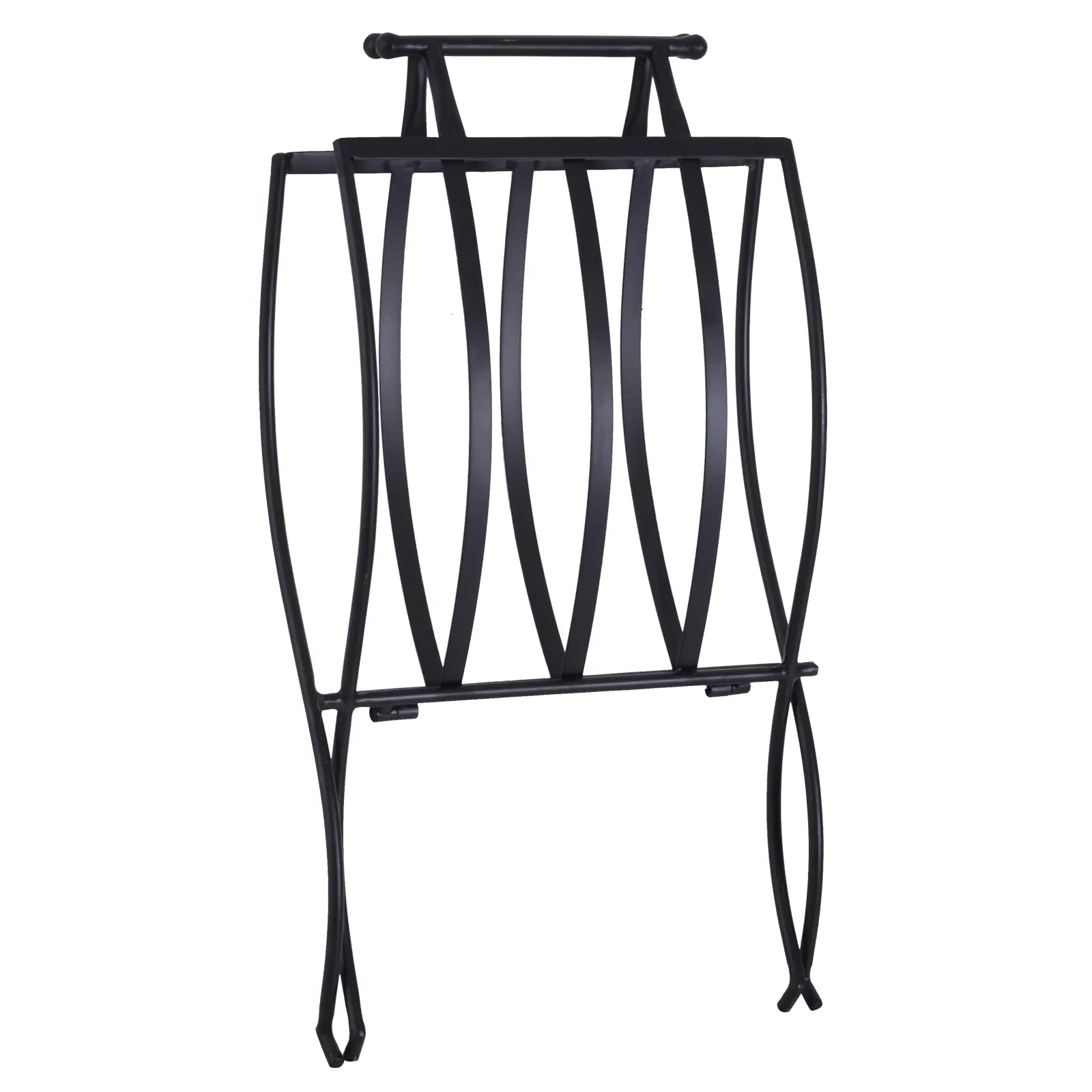 Folding Wood Log Holder Fireplace Storage Rack Matte Metal Elevated Indoor Outdoor 45x35cm Black