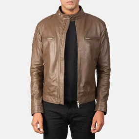 Gatsby Mocha Leather Biker Jacket