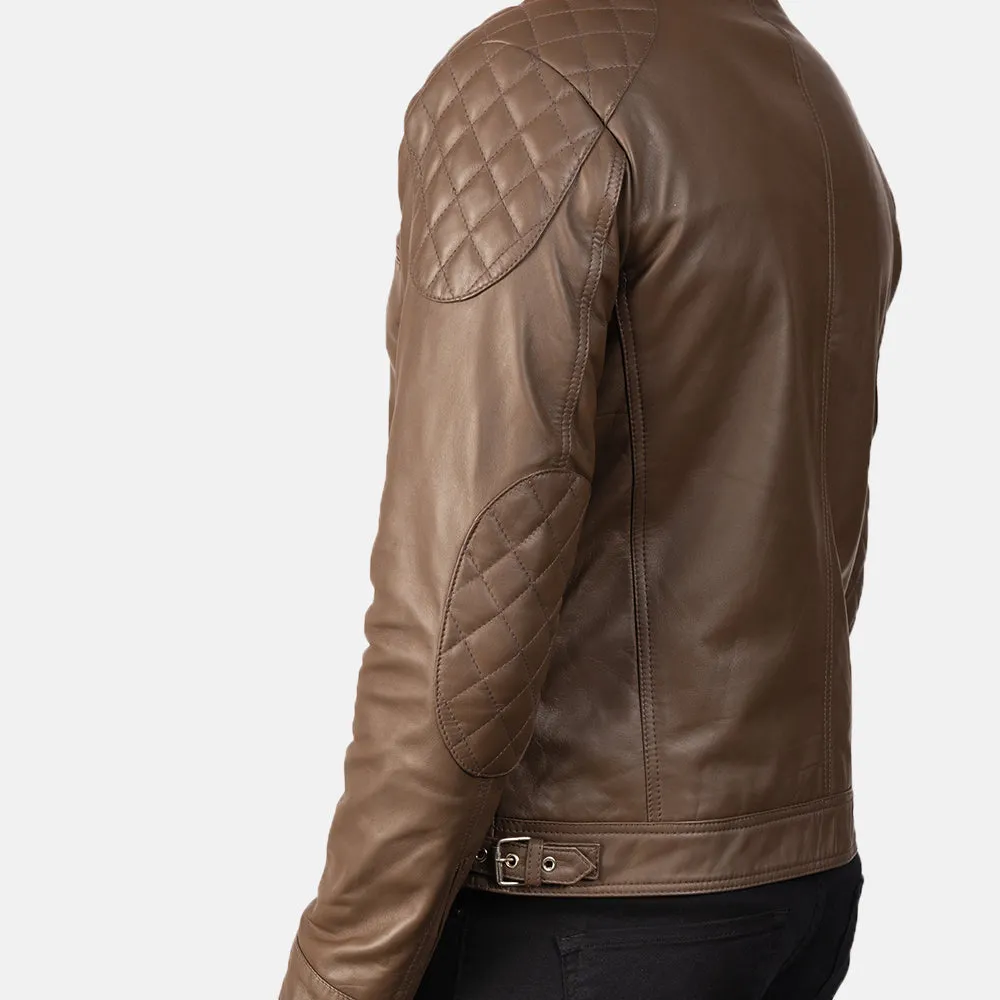 Gatsby Mocha Leather Biker Jacket