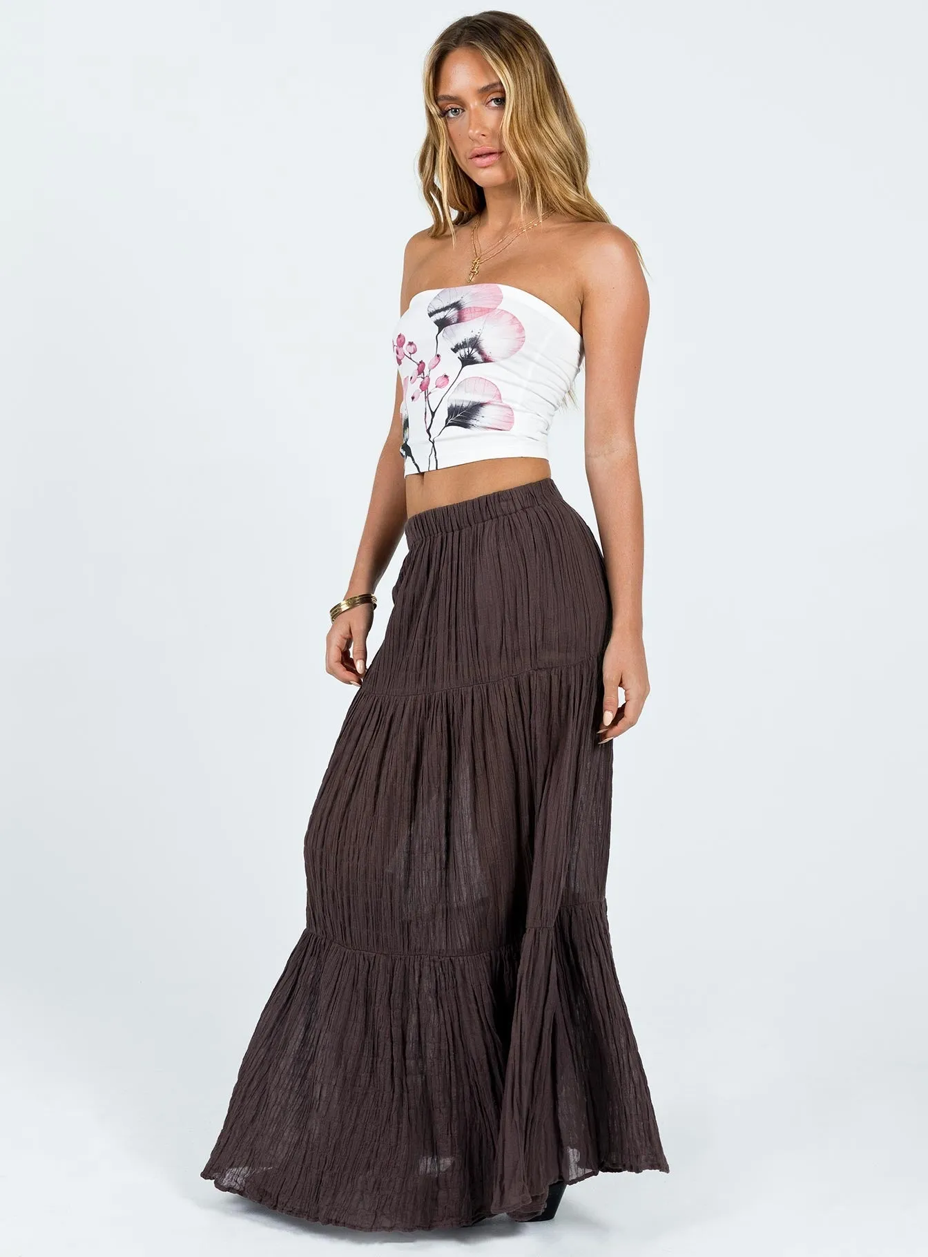 Gilchrist Low Rise Maxi Skirt Brown