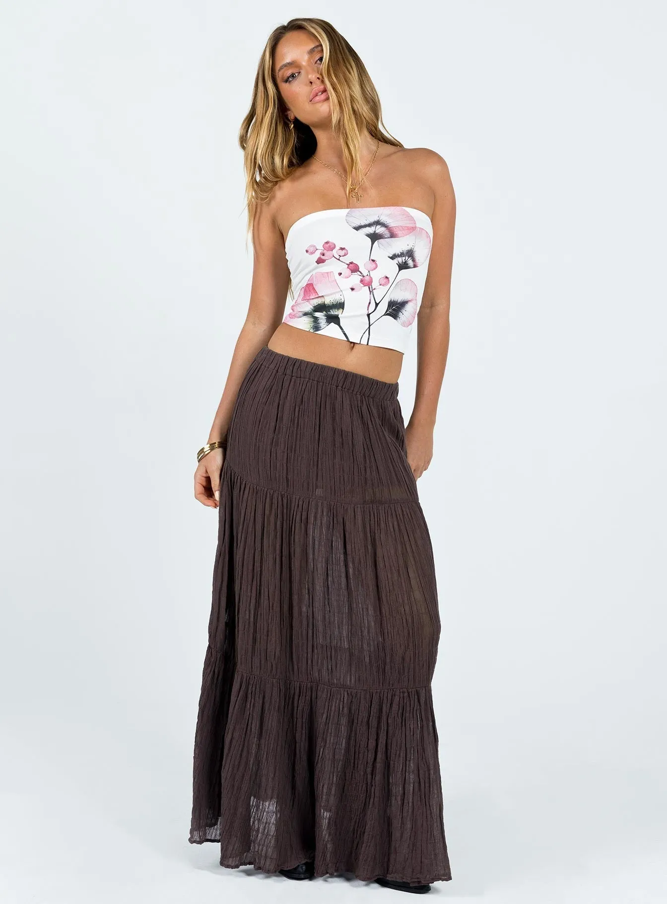 Gilchrist Low Rise Maxi Skirt Brown