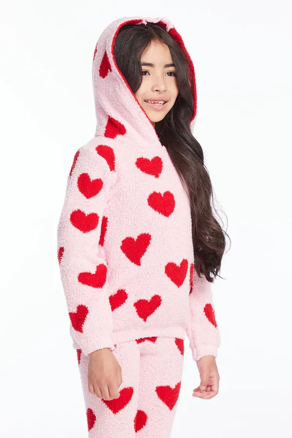 Girls Shirred  Hoodie Pullover | Sugar Heart