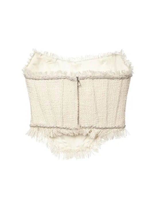 Giuseppe Di Morabito   Strapless bouclé bustier top 