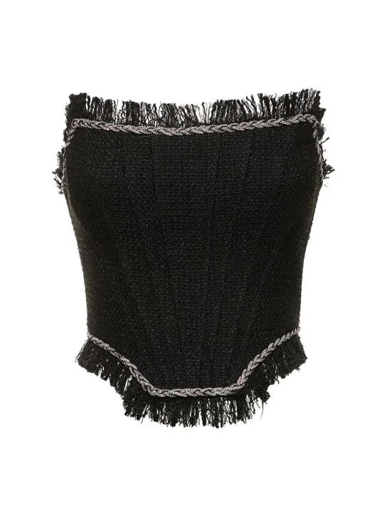 Giuseppe Di Morabito   Strapless bouclé bustier top 