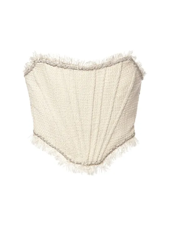 Giuseppe Di Morabito   Strapless bouclé bustier top 