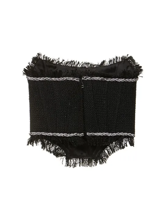 Giuseppe Di Morabito   Strapless bouclé bustier top 