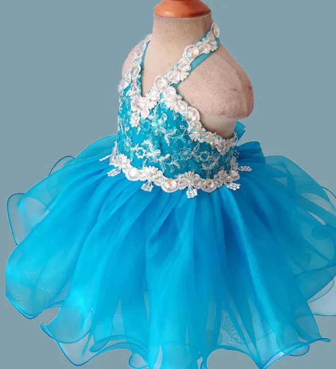 Glitz Beaded Bodice Toddler Baby Doll Pageant Dress 1~4T