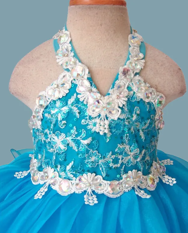 Glitz Beaded Bodice Toddler Baby Doll Pageant Dress 1~4T