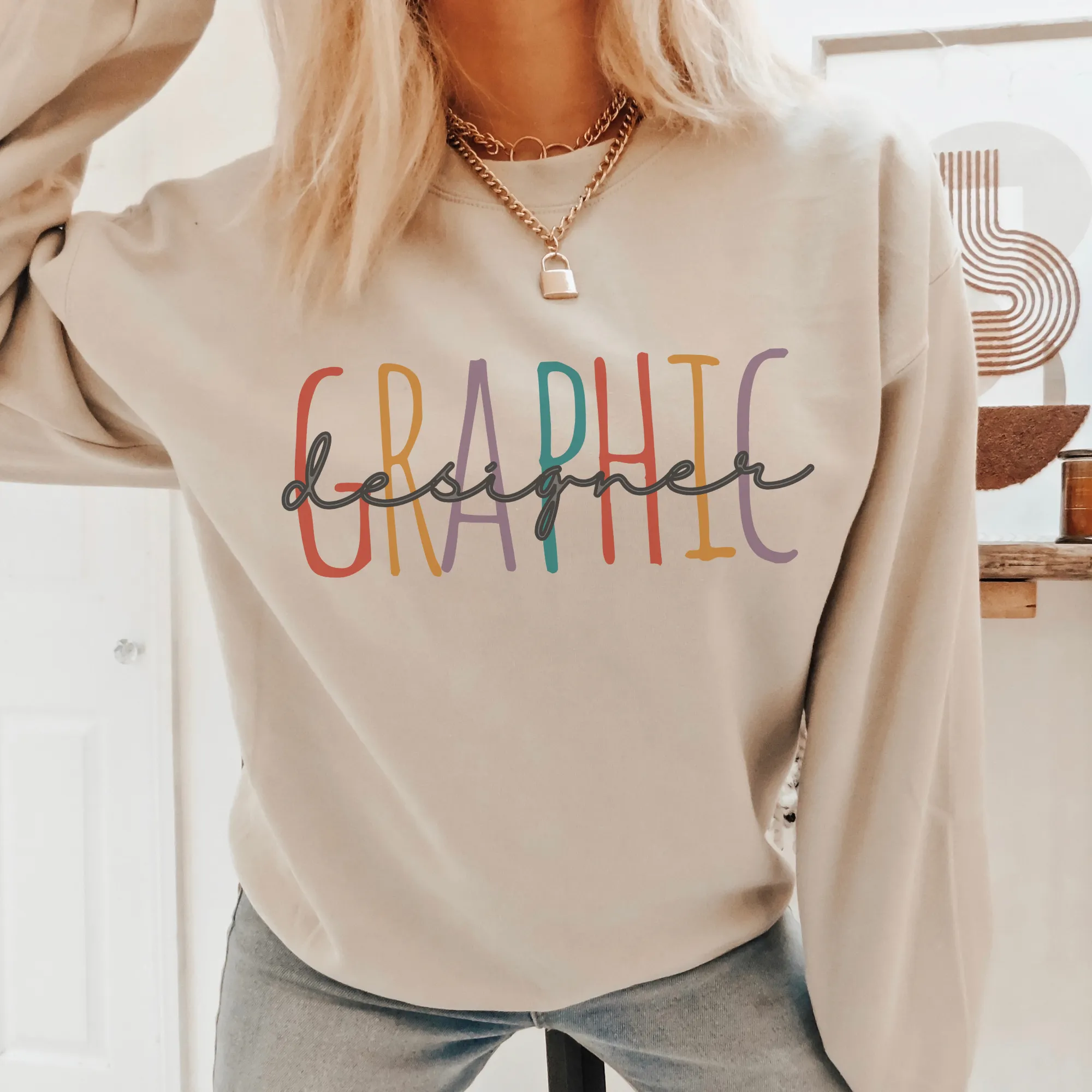 Graphic Designer Women's Unisex-Sized Crewneck Sweatshirt Professional Gift for Graduation Gift for Her Warm, Cozy Pullover