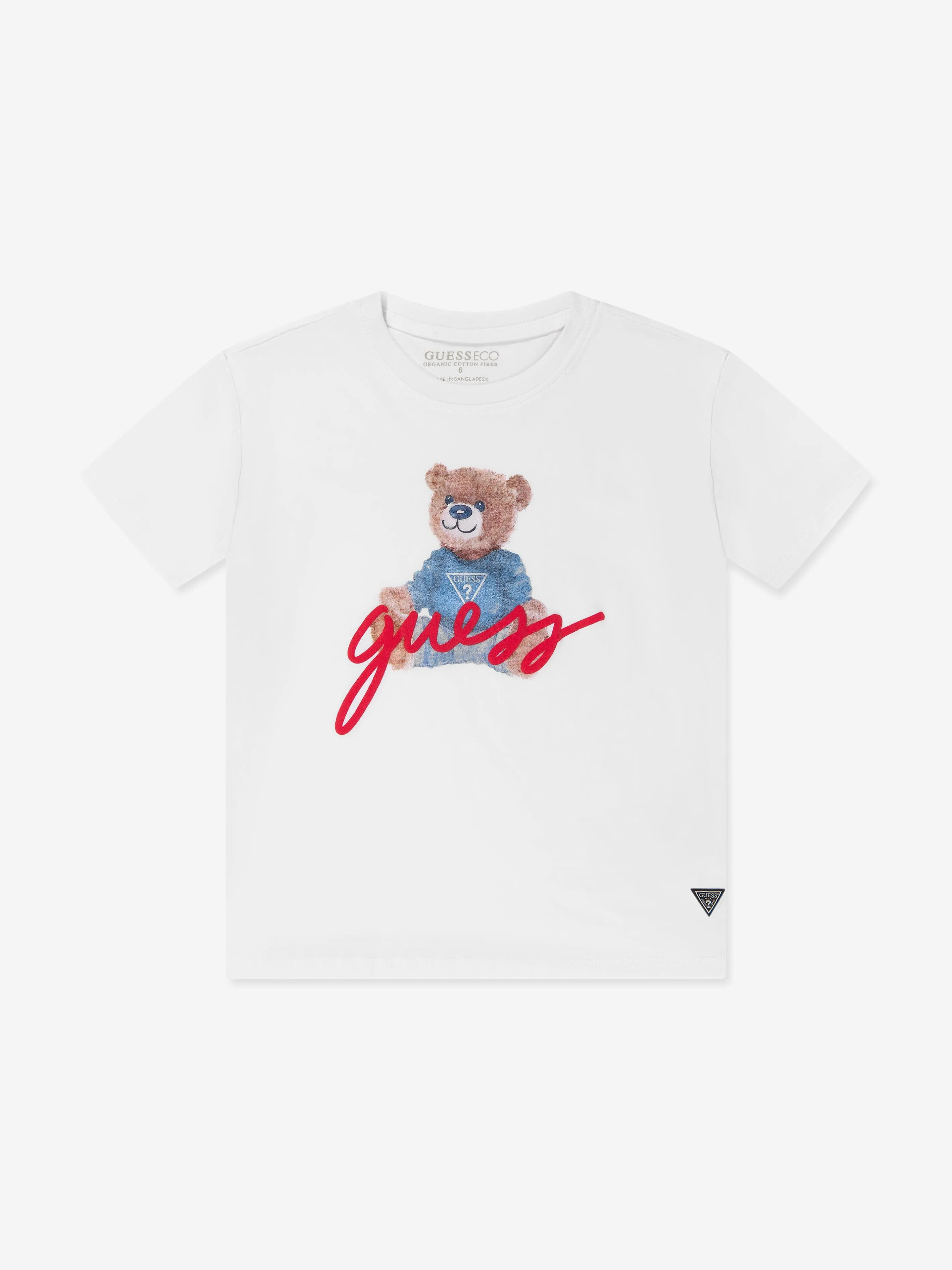 Guess Boys Bear Logo T-Shirt in White