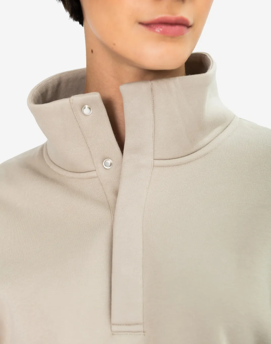 Gym Coffee Snap Collar Sierra Sweatshirt (Unisex) - Rich Taupe