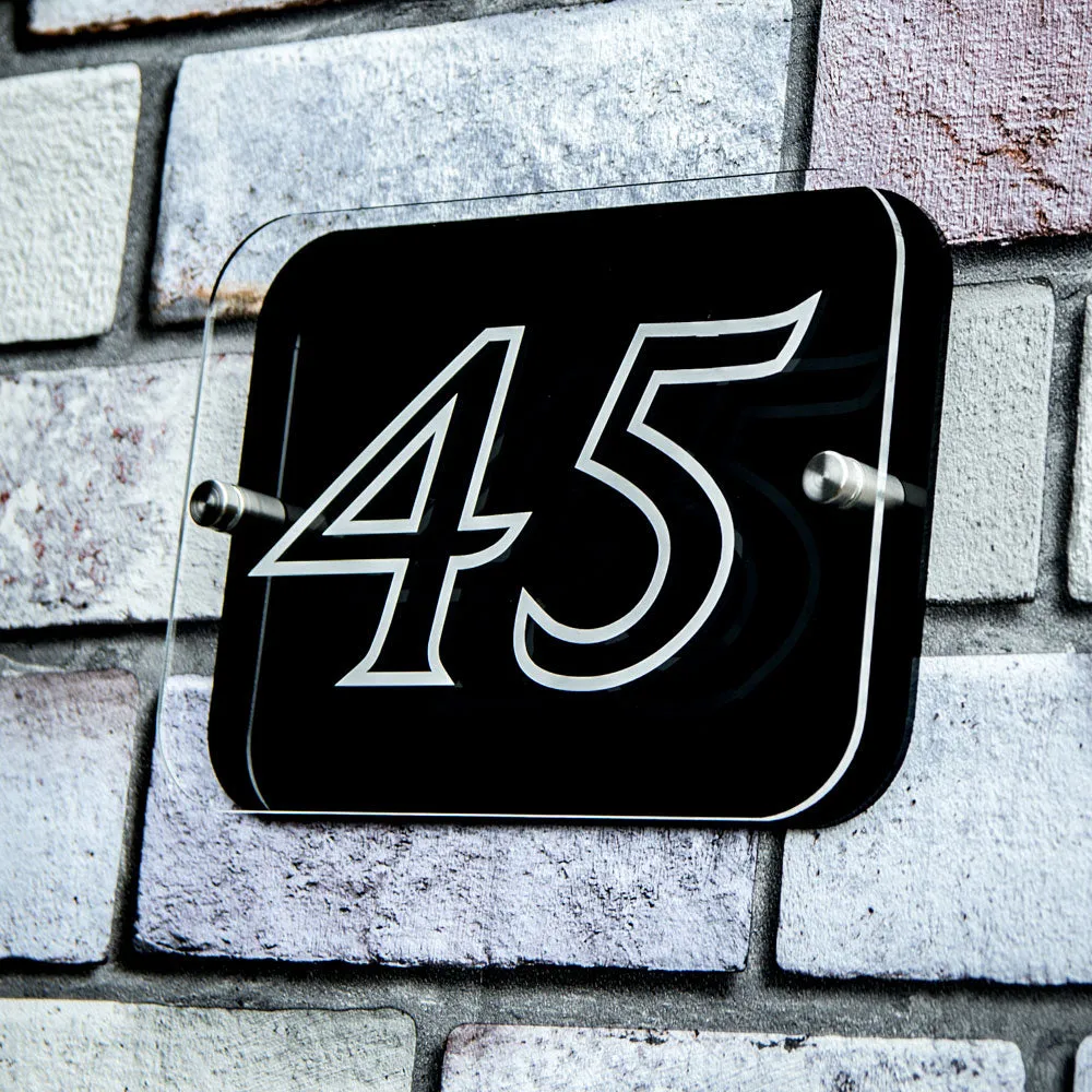 House Sign Number Plaque Personalised with Emblem