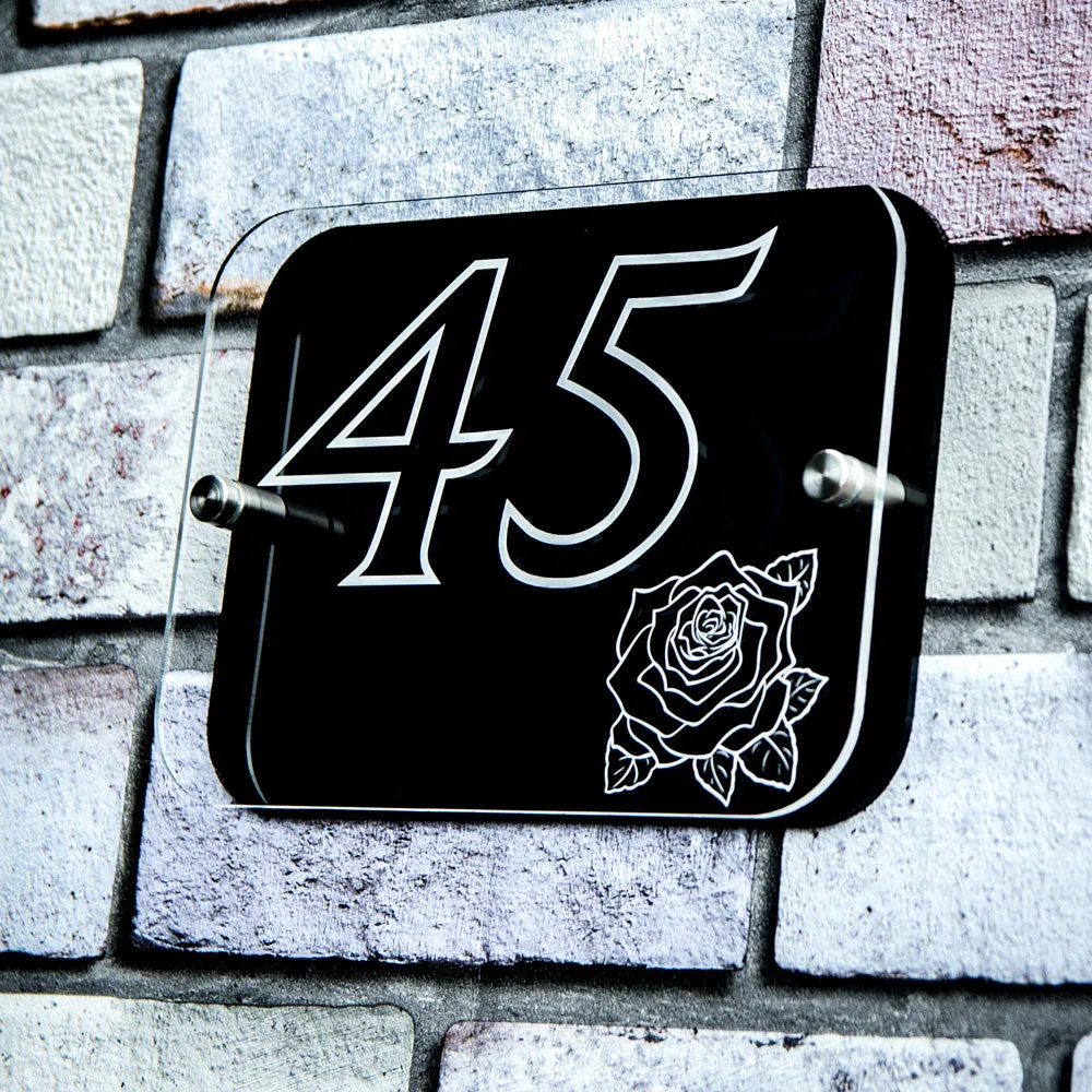 House Sign Number Plaque Personalised with Emblem