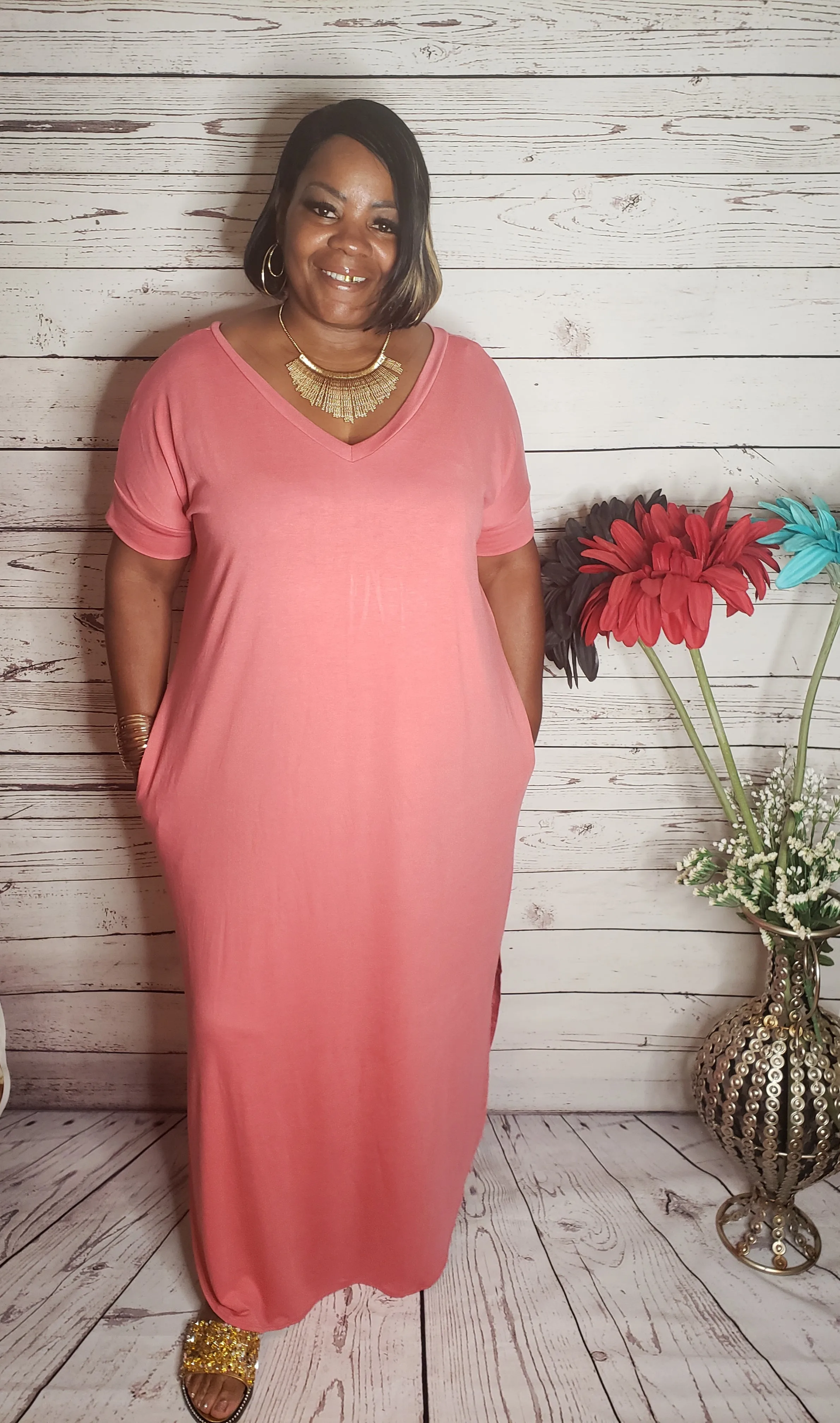 I Am Enough Dress (Desert Rose - Plus Size)