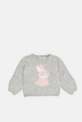 Infant Girls Grey Knitted Pullover