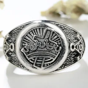 Knights Templar Commandery Ring - Silver Cross and Crown With Square & Compass