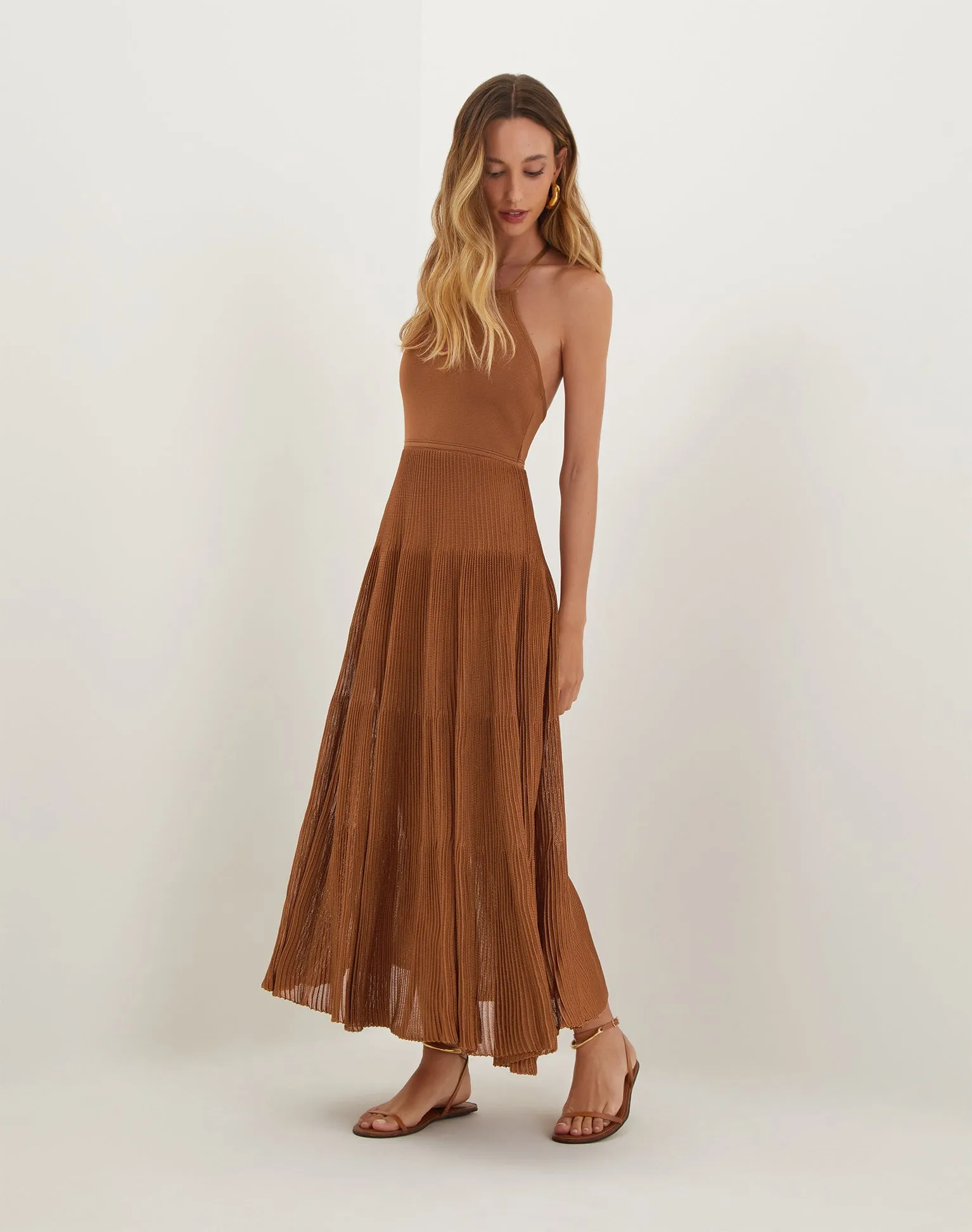 Knit Nina Long Dress - Camel