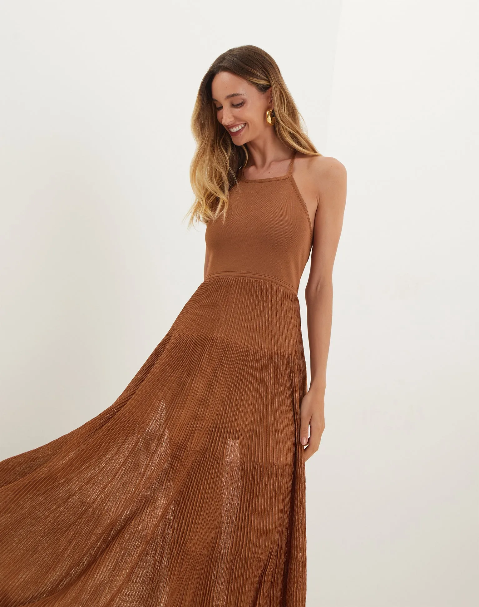 Knit Nina Long Dress - Camel