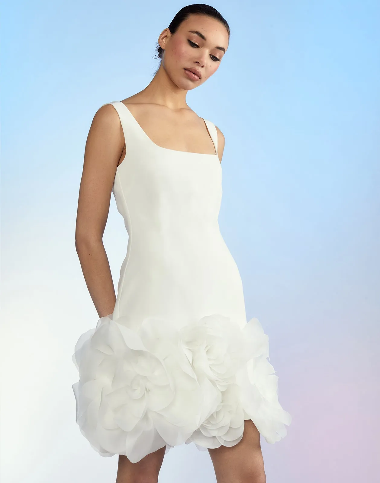 Kourtney Organza Flower Hem Dress