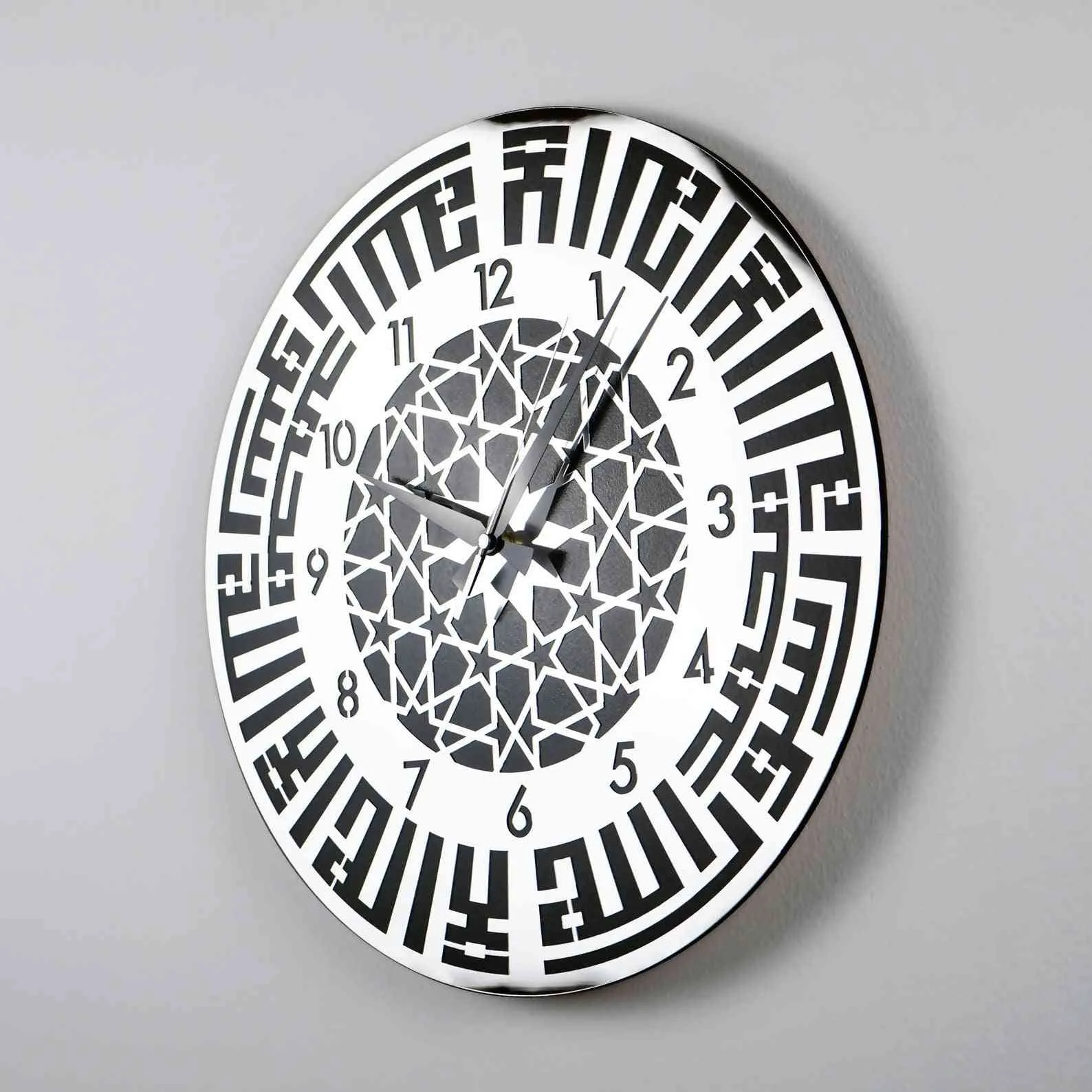 Kufic Calligraphy First Kalima Wooden Acrylic Clock English Numbers