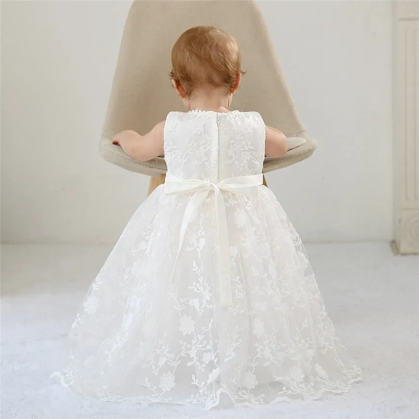 Lace Christening Dress & Hat (3M-24M)