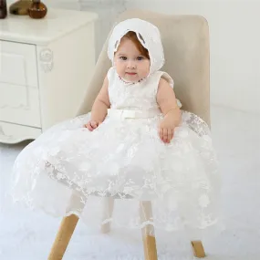 Lace Christening Dress & Hat (3M-24M)