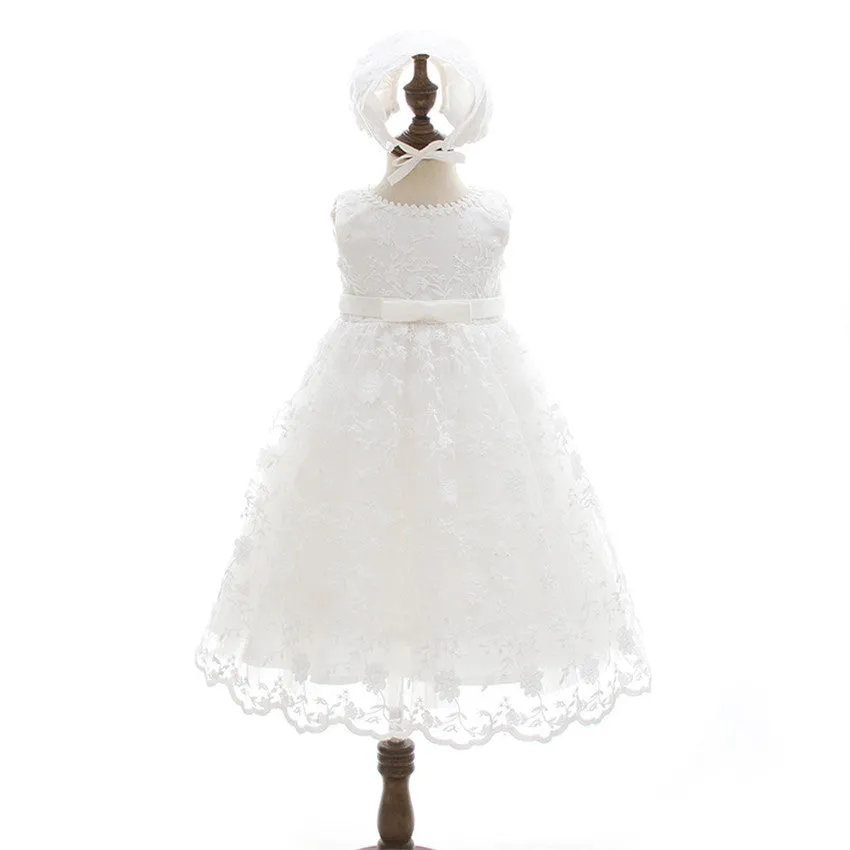 Lace Christening Dress & Hat (3M-24M)