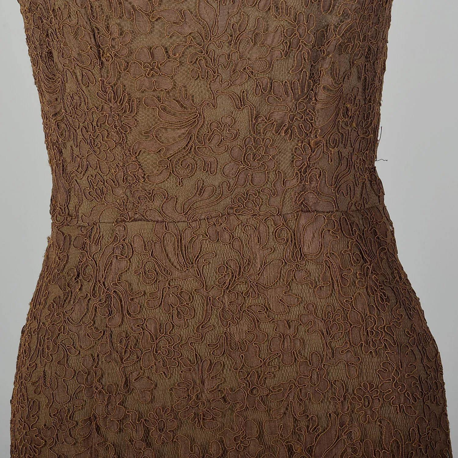 Large-XL 1950s Brown Lace Dress