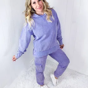 Lavender Love Luxe Snow Washed Corded Pullover Hoodie