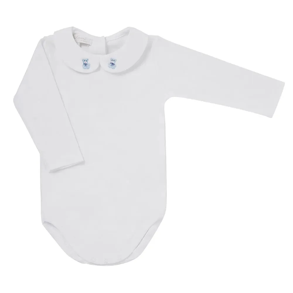 Long- sleeve body embroidered teddy blue