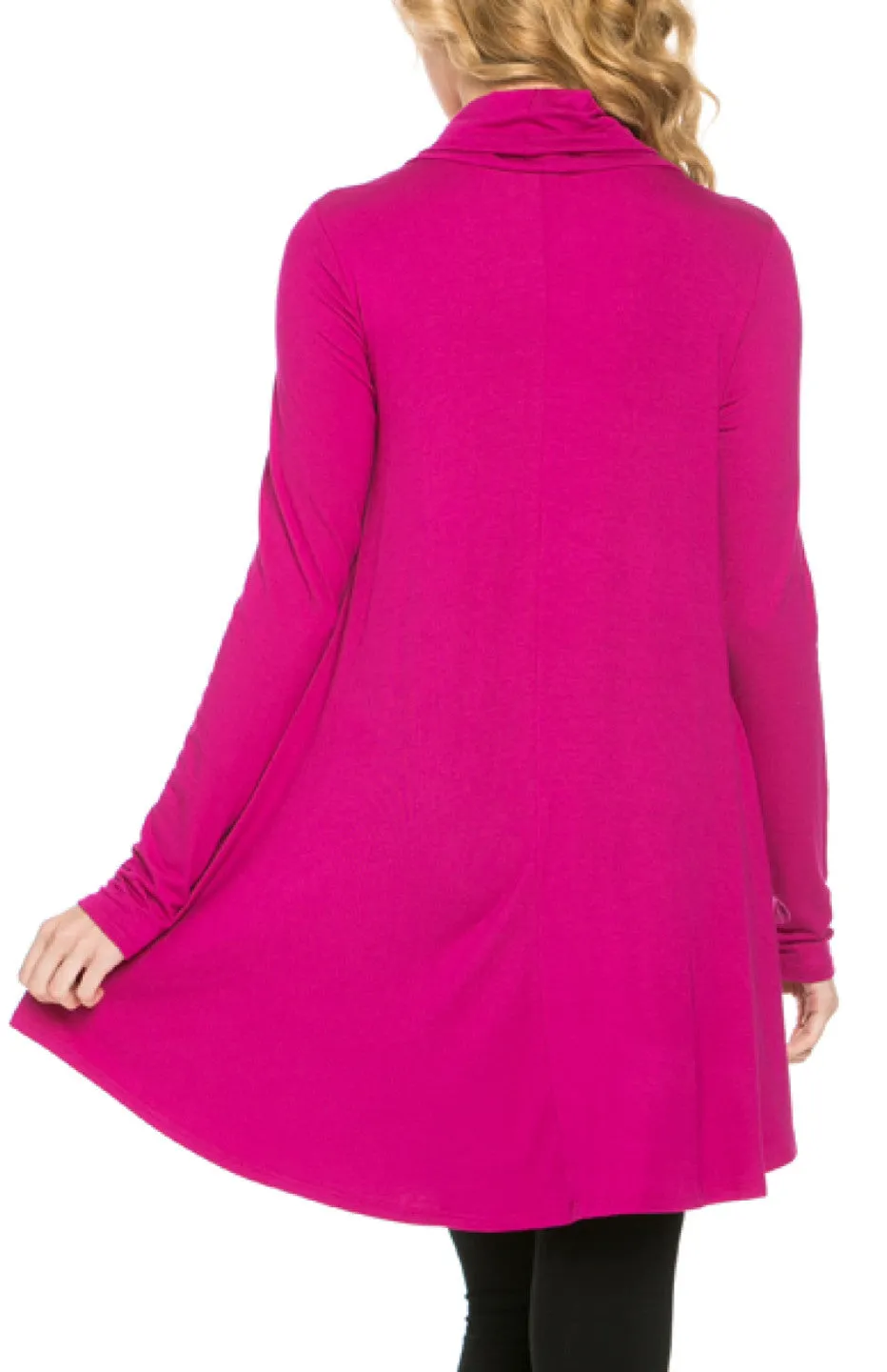 Long Sleeve Cowl Neck A-Line Tunic Dress