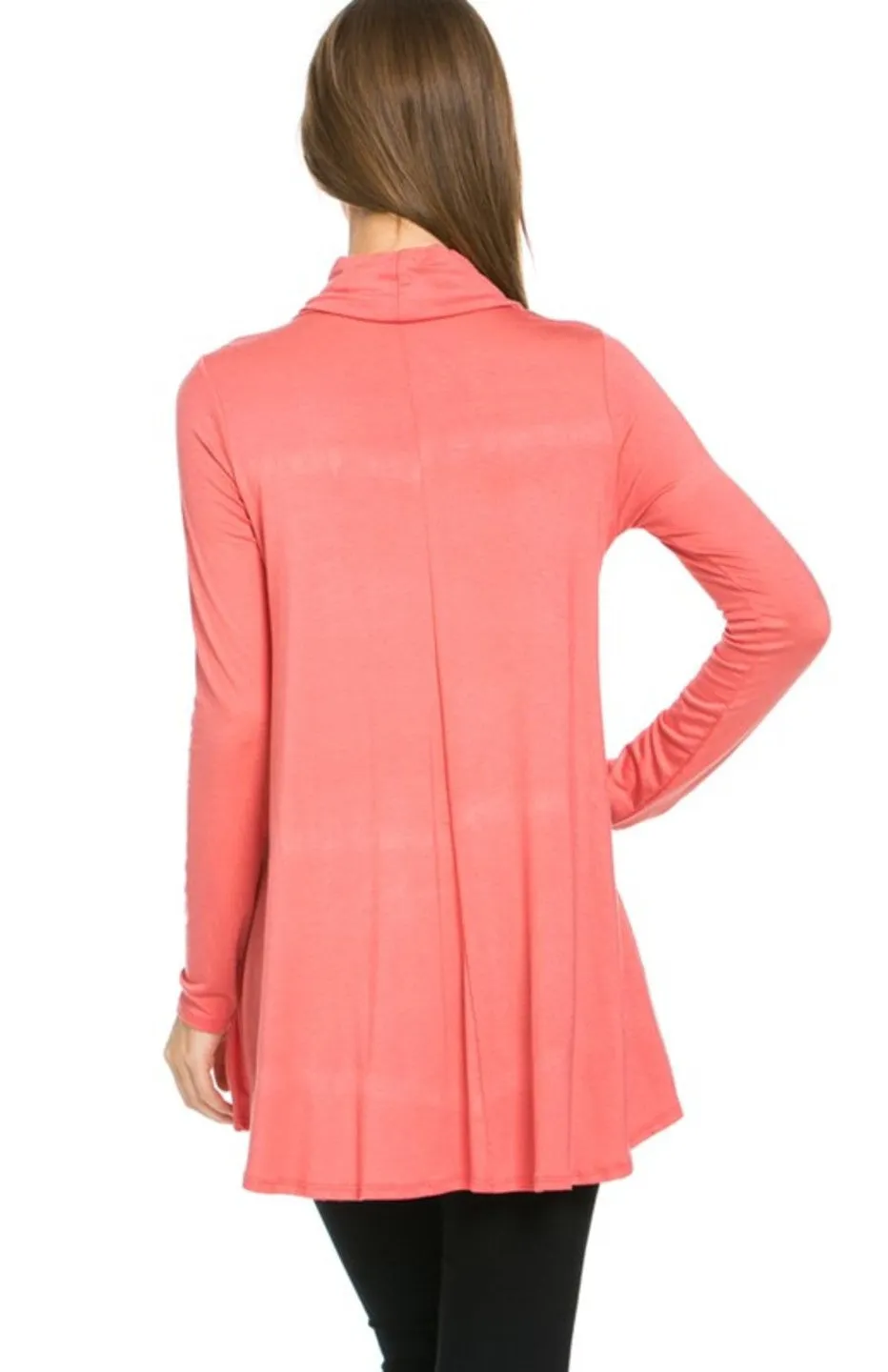 Long Sleeve Cowl Neck A-Line Tunic Dress