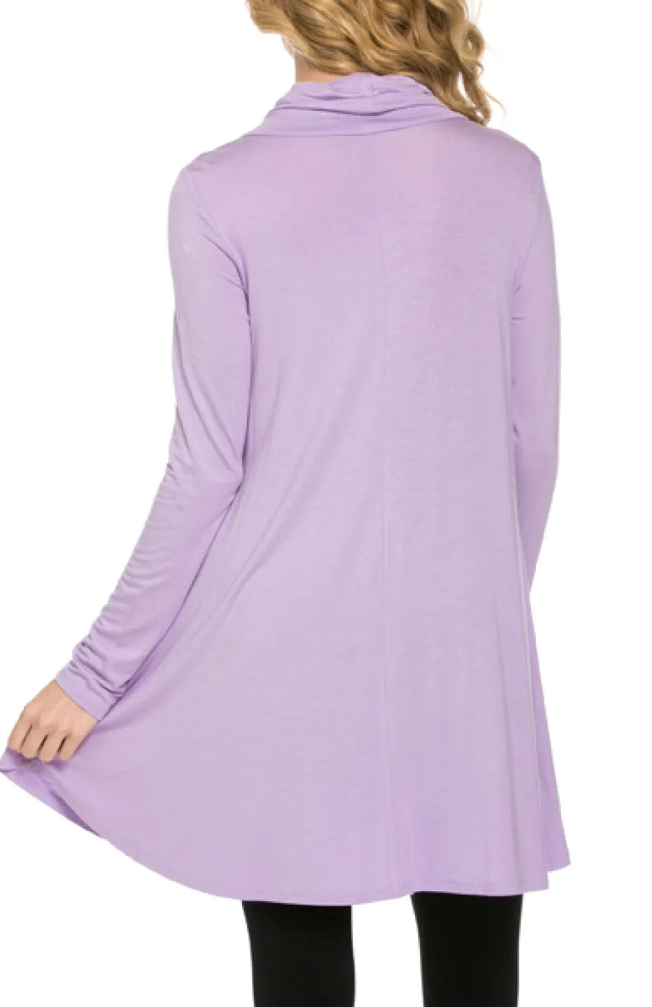 Long Sleeve Cowl Neck A-Line Tunic Dress