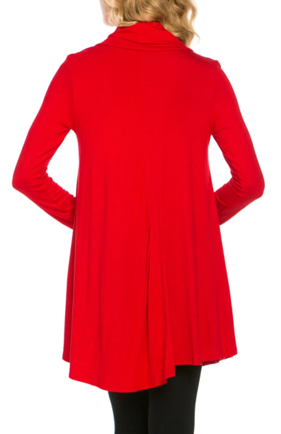 Long Sleeve Cowl Neck A-Line Tunic Dress