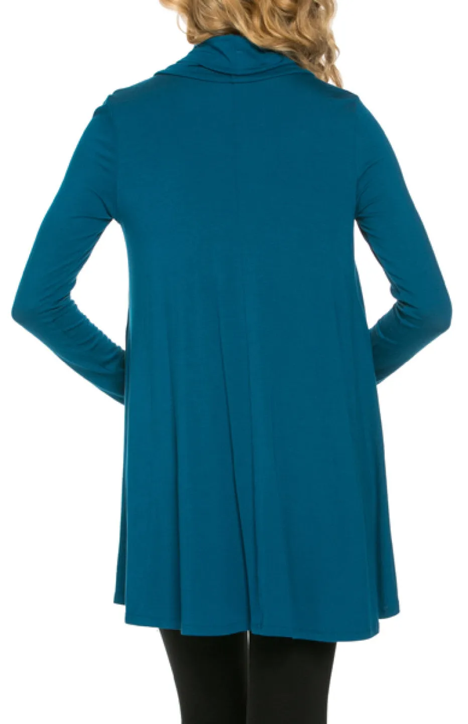 Long Sleeve Cowl Neck A-Line Tunic Dress