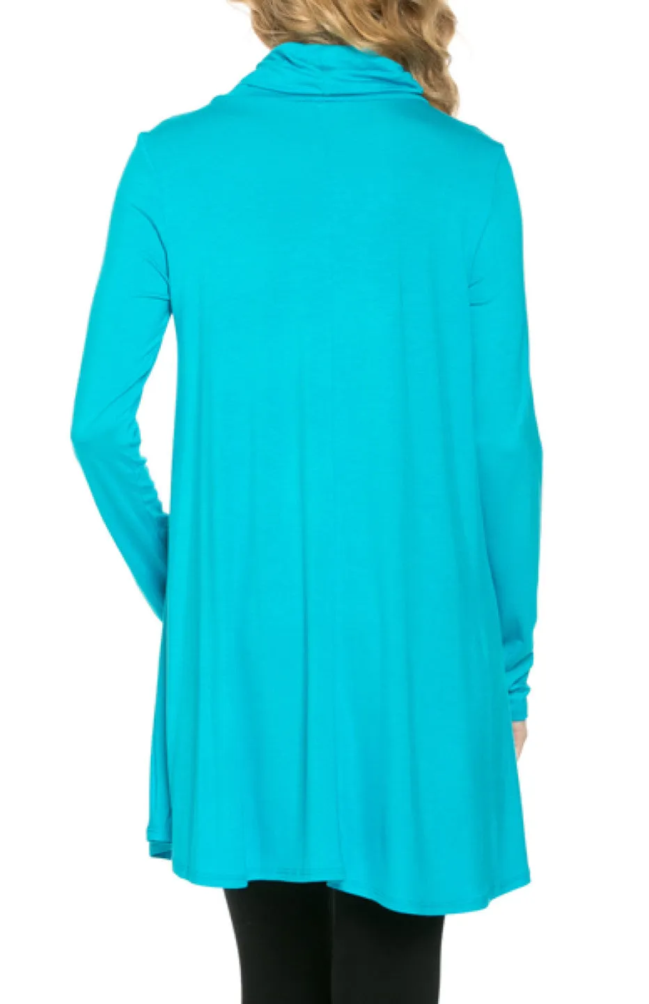 Long Sleeve Cowl Neck A-Line Tunic Dress