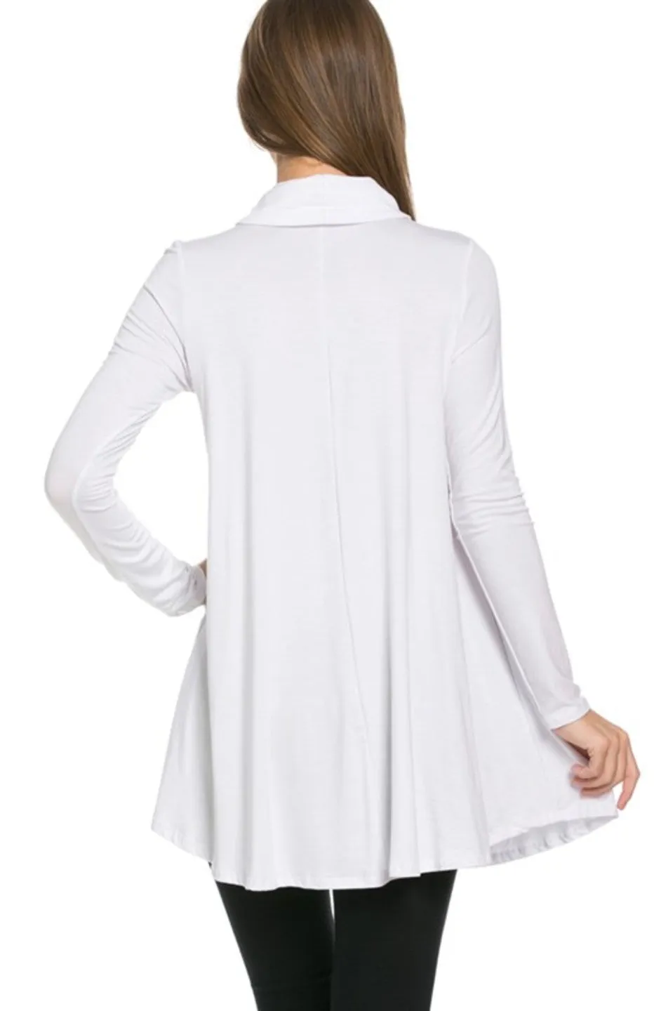 Long Sleeve Cowl Neck A-Line Tunic Dress