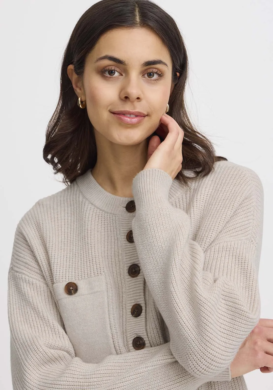 Long Sleeve Knit Pullover - Limestone Melange